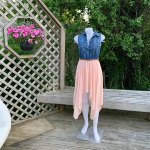 Jean Vest top attached to a Pink skirt w/ belt